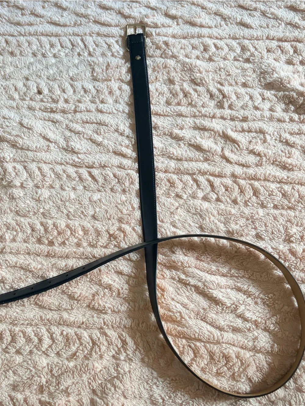 kate spade Black Leather Belt with Gold Detail